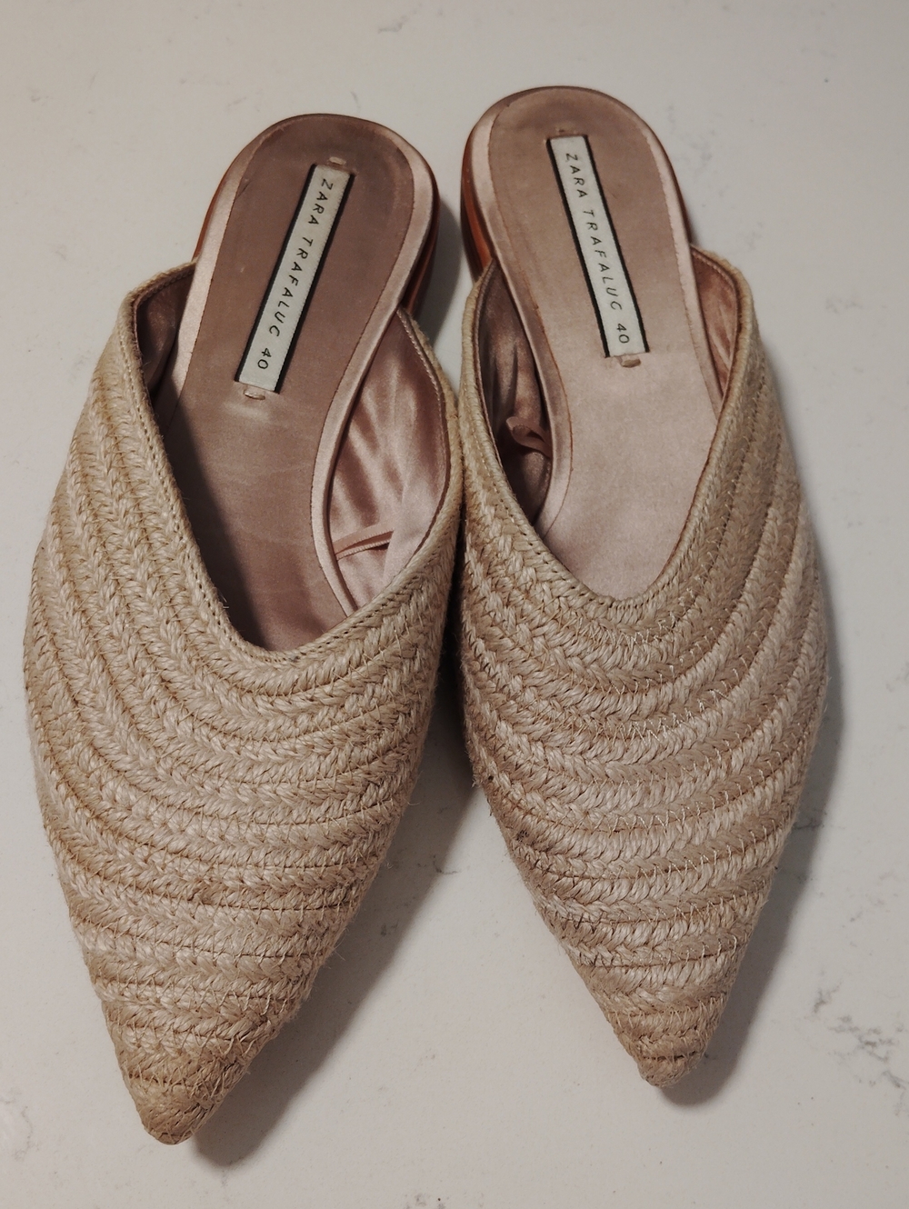 Natural Woven Pointed-Toe Mule - Zara US 9